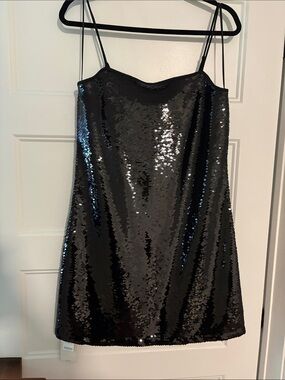 Abercrombie & Fitch Black Sequin Slip Dress with Thin Straps